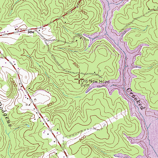 Topographic Map of Old New Hope Cemetery, SC
