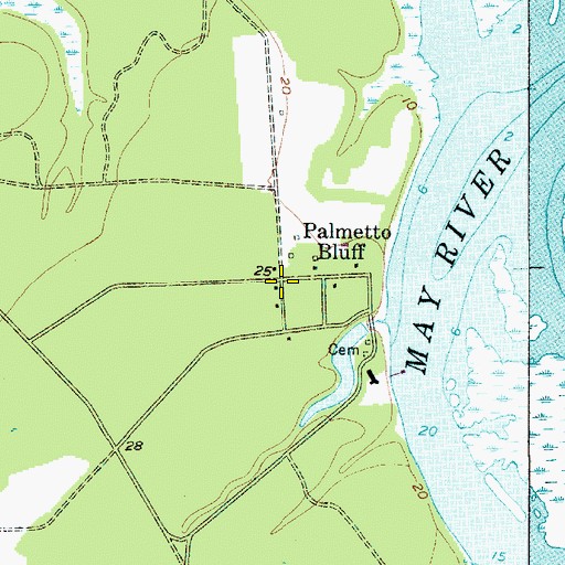 Topographic Map of Palmetto Bluff, SC