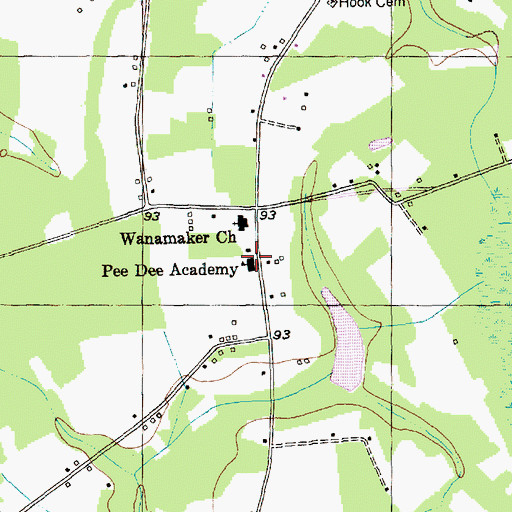 Topographic Map of Pee Dee Academy, SC