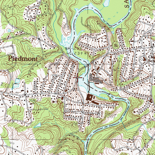 Topographic Map of Piedmont, SC
