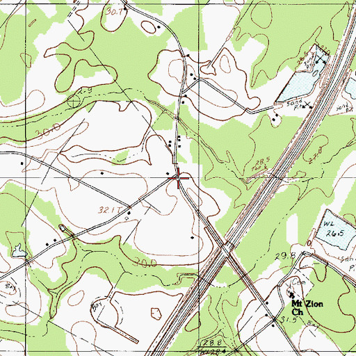 Topographic Map of Pine Forest School, SC
