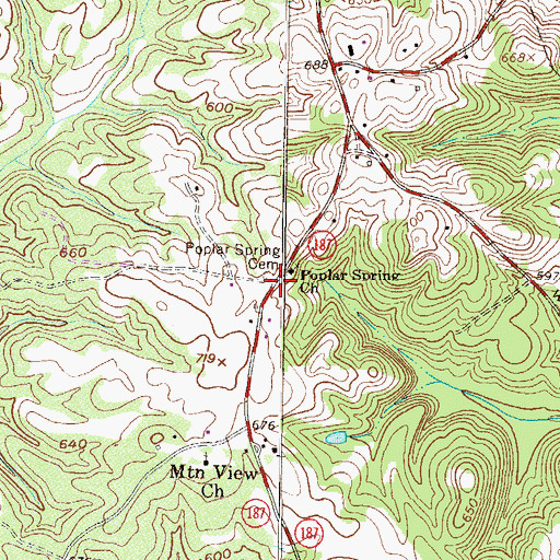 Topographic Map of Poplar Spring Cemetery, SC