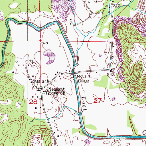 Topographic Map of McLain Bridge, AL
