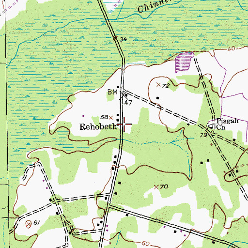 Topographic Map of Rehobeth, SC