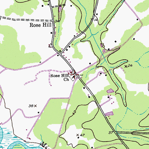 Topographic Map of Rose Hill Church, SC