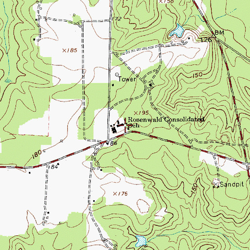 Topographic Map of Rosewald Consolidated School, SC