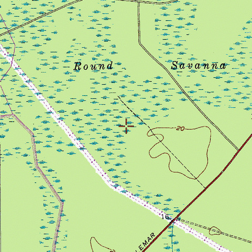 Topographic Map of Round Savanna, SC