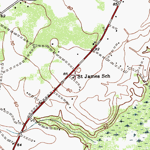 Topographic Map of Saint James School, SC