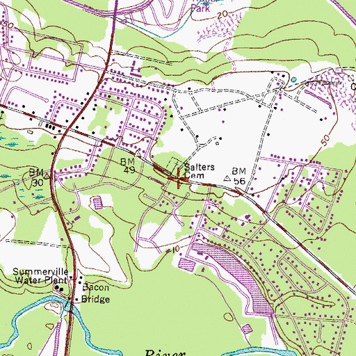Topographic Map of Salters Cemetery, SC