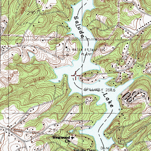 Topographic Map of Saluda Lake, SC