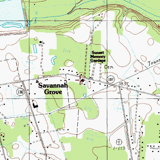 Topographic Map of Savannah Grove School, SC