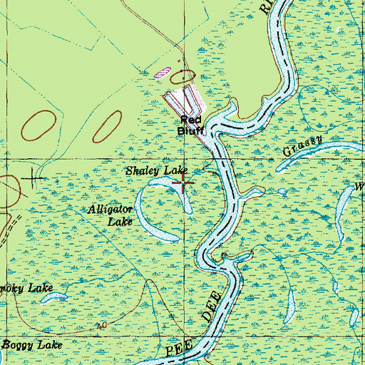 Topographic Map of Shaley Lake, SC
