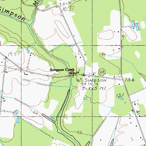 Topographic Map of Simpson Creek School, SC