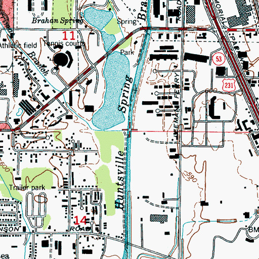 Topographic Map of Merrimac Branch, AL