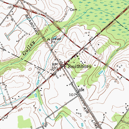 Topographic Map of Smithboro, SC