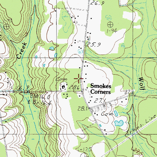 Topographic Map of Smokes Corners, SC