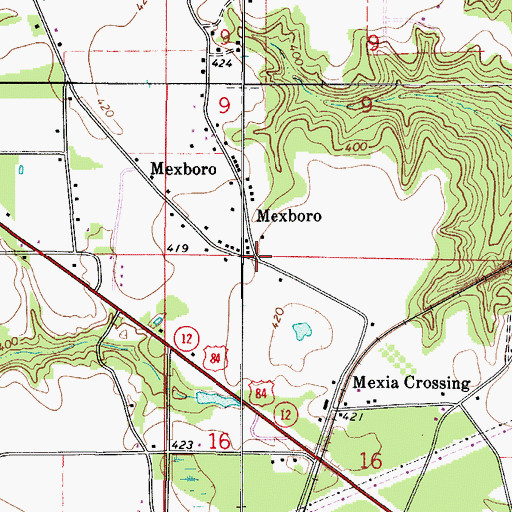 Topographic Map of Mexboro, AL