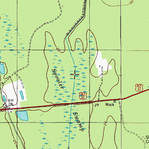 Topographic Map of Spooler Swamp, SC