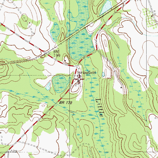 Topographic Map of Springfield Church, SC