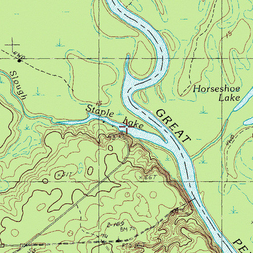 Topographic Map of Staple Lake, SC