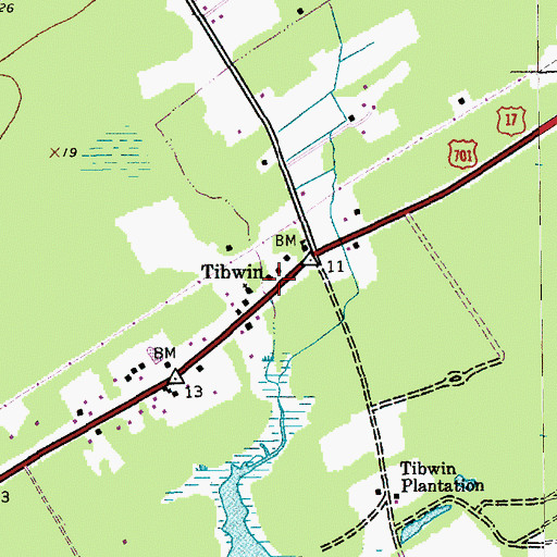 Topographic Map of Tibwin, SC