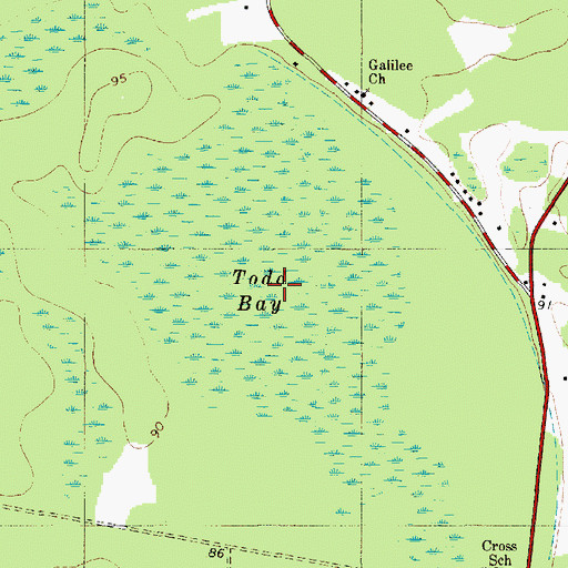 Topographic Map of Todd Bay, SC