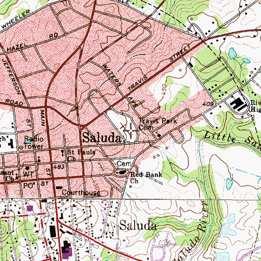 Topographic Map of Travis Park Cemetery, SC