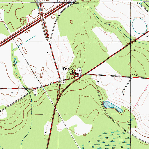 Topographic Map of Trinity Church, SC