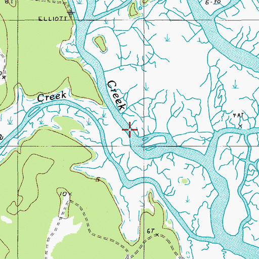 Topographic Map of True Blue Creek, SC