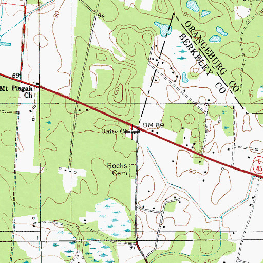 Topographic Map of Unity Church, SC