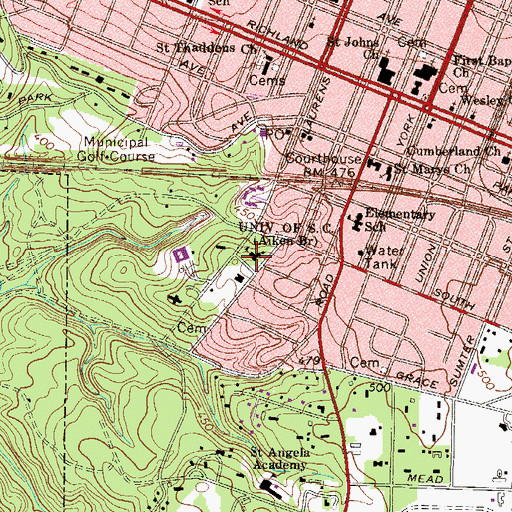 Topographic Map of University of South Carolina, SC