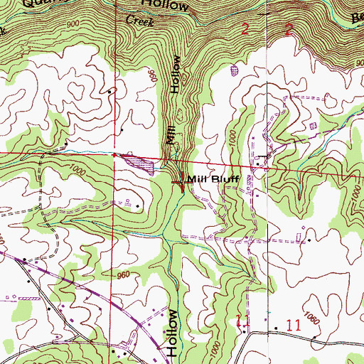 Topographic Map of Mill Bluff, AL