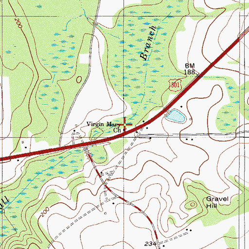 Topographic Map of Virgin Mary Church, SC
