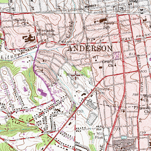 Topographic Map of Westview Cemetery, SC