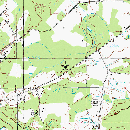 Topographic Map of Whites Bay, SC