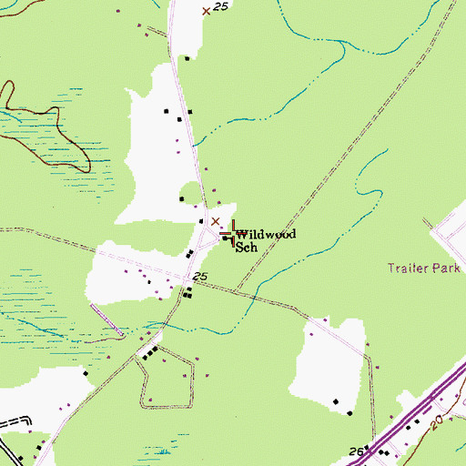 Topographic Map of Wildwood School, SC