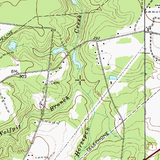 Topographic Map of Wolfpin Branch, SC