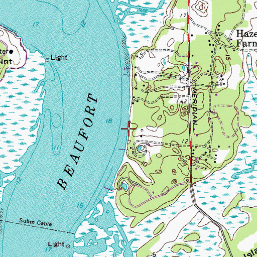 Topographic Map of Burkmeyer Beach, SC