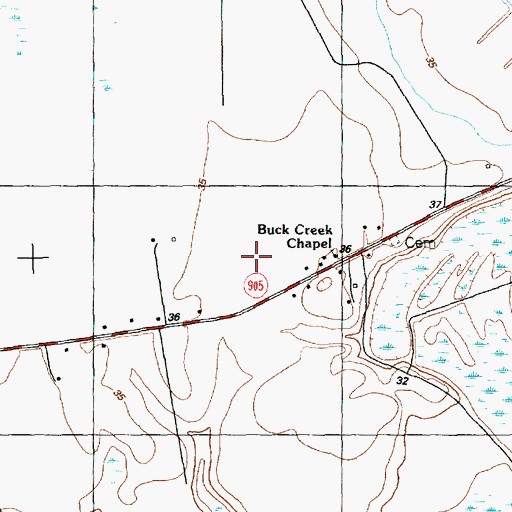 Topographic Map of Buck Creek Chapel, SC