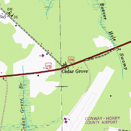 Topographic Map of Cedar Grove, SC