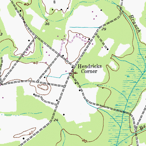 Topographic Map of Hendricks Corner, SC