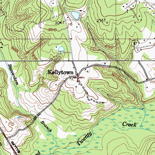 Topographic Map of Kellytown, SC