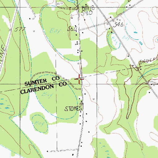 Topographic Map of Stokes, SC