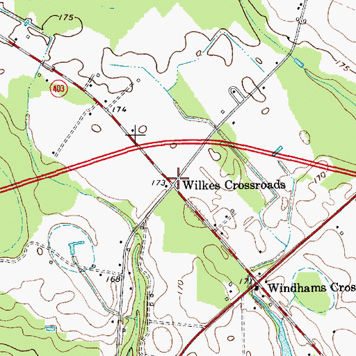 Topographic Map of Wilkes Crossroads, SC