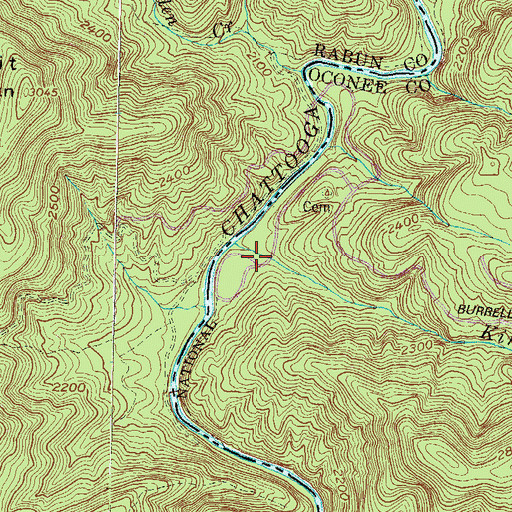 Topographic Map of Burrells Ford Campground, SC