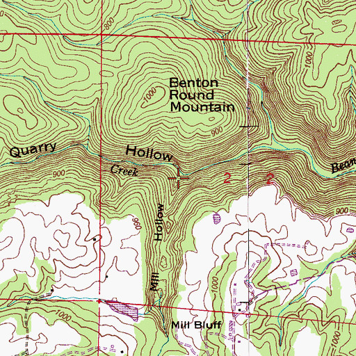 Topographic Map of Mill Hollow, AL