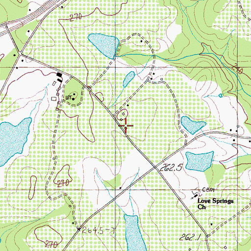 Topographic Map of Love Springs School (historical), SC