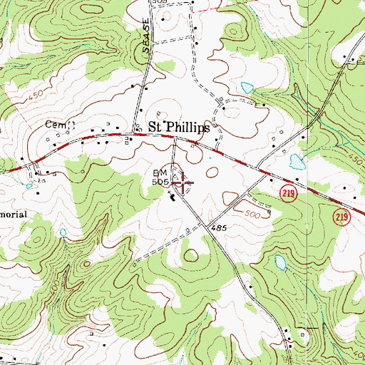 Topographic Map of Saint Phillips Cemetery, SC