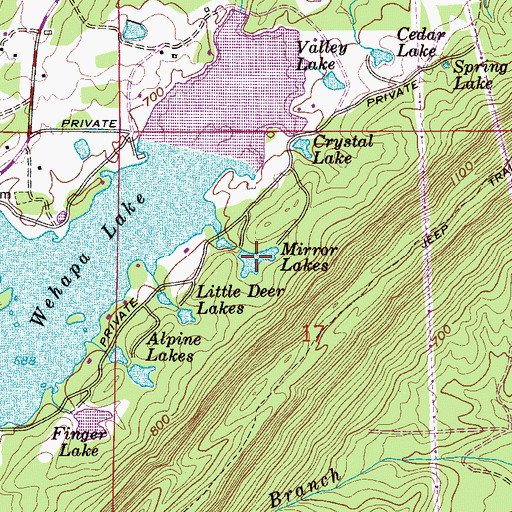 Topographic Map of Mirror Lakes, AL