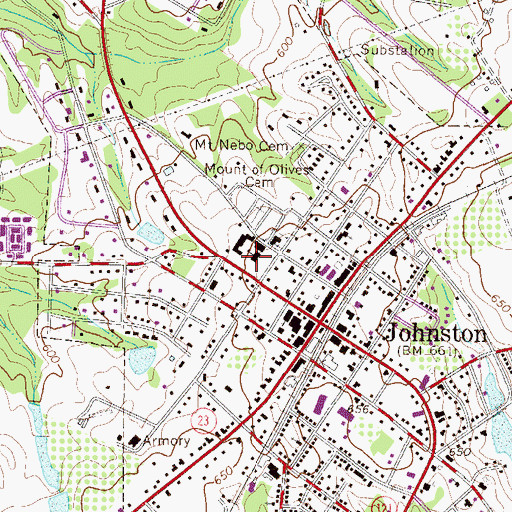 Topographic Map of Johnston Elementary School, SC